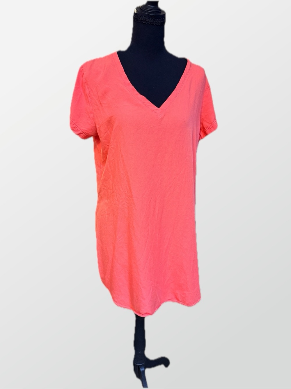 Cloth & Stone Anthropologie Coral Crispin V-Neck Short Sleeve Tunic Dress Size M